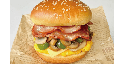 Hearty Bacon, Mushroom & Egg Burger
